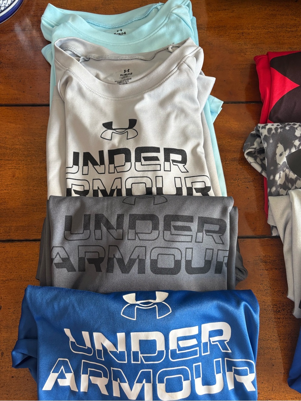 Under Armour Kids Blue, Gray, Light Aqua & White Logo Tee Bundle